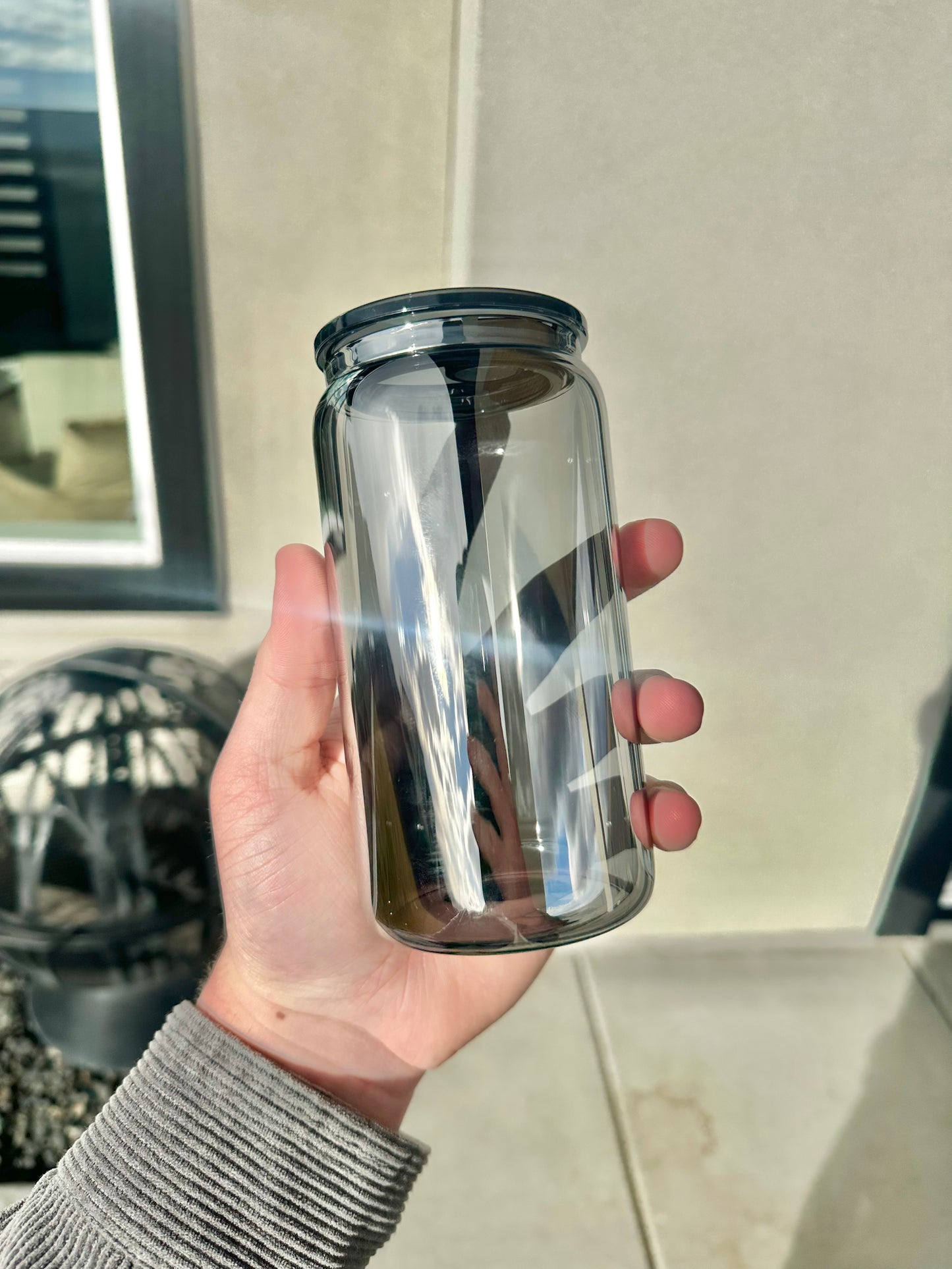 16 oz Black Mirror Glass Can