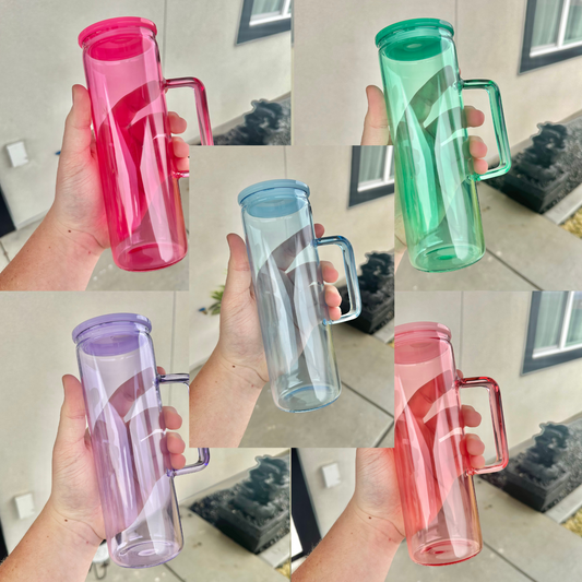 20 oz jelly sublimation glass can with handle