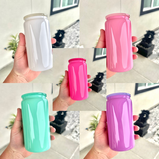 16 oz Solid Macaroon Glass Can